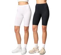 Merry Style Lot de 2 Leggings Femme Court Tenue Sport Short MS10-145 (Noir/Blanc, XS)