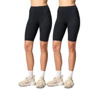 Merry Style Lot de 2 Leggings Femme Court Tenue Sport Short MS10-145 (Noir/Noir, S)