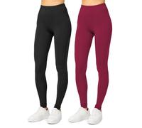 Merry Style Lot de 2 Leggings Femme Legging Long Tenue Sport MS10-143 (Noir/Bordeaux, L)