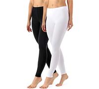 Merry Style Lot de 2 Leggings Longs Tenue Sport Femme MS10-143 (Noir/Blanc, S)