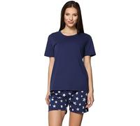 Merry Style Pyjama Ensemble Haut et Bas Vêtement d'Intérieur Femme MS10-177 (Bleu Marine étoiles/Bleu, S)