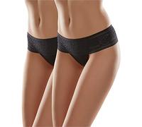 Merry Style String Culotte Slip sous-vêtement Femme MSGAB161 ((2Pack) Noir, 42 (Taille du producteur: L))