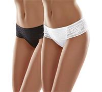 Merry Style String Culotte Slip sous-vêtement Femme MSGAB161 (2Pack) Noir/Blanc, 42 (Taille du producteur: L)
