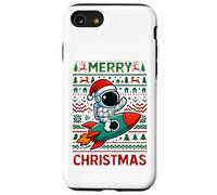 Merry Ugly Christmas Funny Santa Astronaut Riding Rocket Coque pour iPhone SE (2020) / 7/8