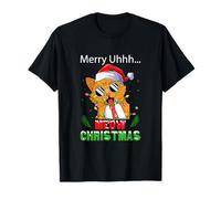 Merry UHHH Meow Christmas Cat Illustration Graphic Designs T-Shirt