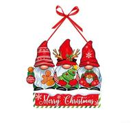 Merry Welcomes Cintre de Noël amusant sur un côté avec des figurines emblématiques comme le Père Noël et les nains pour une touche festive (A)