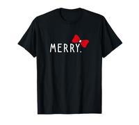 Merry with A Red Christmas Bow Subtil Minimal Funny Holiday T-Shirt