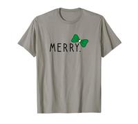 Merry with Green Christmas Bow Subtil Minimal Funny Holiday T-Shirt