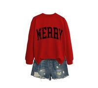 Merry Women's Stylish Pullover Sweatshirt, Cute Long Sleeve Graphic Top, Soft Cotton Blend for Relaxed Fit and Gift Giving with Nice Packaging