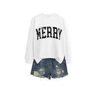 Merry Women's Stylish Pullover Sweatshirt, Cute Long Sleeve Graphic Top, Soft Cotton Blend for Relaxed Fit and Gift Giving with Nice Packaging