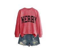 Merry Women's Stylish Pullover Sweatshirt, Cute Long Sleeve Graphic Top, Soft Cotton Blend for Relaxed Fit and Gift Giving with Nice Packaging