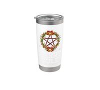 Merry Yule - Winter Solstice - Holly Pentagram - Gift Gobelet isotherme en acier inoxydable double paroi