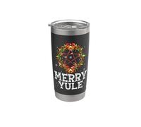 Merry Yule - Winter Solstice - Holly Pentagram - Gift Gobelet isotherme en acier inoxydable double paroi
