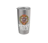 Merry Yule - Winter Solstice - Holly Pentagram - Gift Gobelet isotherme en acier inoxydable double paroi