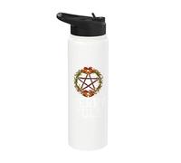 Merry Yule - Winter Solstice - Holly Pentagram - Gift Stainless Steel Insulated Water Bottle