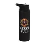 Merry Yule - Winter Solstice - Holly Pentagram - Gift Stainless Steel Insulated Water Bottle