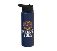 Merry Yule - Winter Solstice - Holly Pentagram - Gift Stainless Steel Insulated Water Bottle