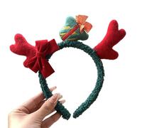 MerryChristmas Bandeau en peluche avec nœud en forme de bois de cerf - Accessoires de scène - Accessoires pour cheveux de vacances - Fournitures de fête de Noël - Bandeau sur le thème des vacances -