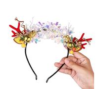MerryChristmas Decorations Serre-tête non tissé en forme de bois de renne avec clochettes pour spectacles de scène Accessoire de fête Accessoire de cheveux festif Bandeau sur le thème des vacances