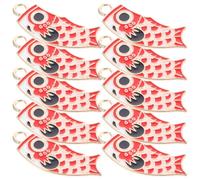 MERRYHAPY 10 Pendentifs Carpe en Alliage Rouge, 10pcs Décorations Suspendues sans Odeur, Sûres Peau, pour Accessoires et Boucles D'oreilles