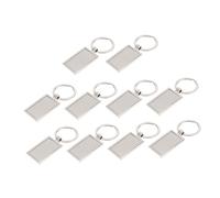MERRYHAPY 10 pièces Porte-clés Étiquette Rectangulaire Métal Porte-clés Vierge Personnalisable Anti-perte pour Sacoche et Voiture Pendentif Créatif Argenté