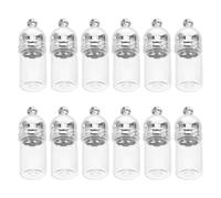 MERRYHAPY 12 Pièces Mini Glass Wishing Bottle Charms Transparent Empty Perfume Vials With Hanging Hole For Essential Oil Storage Travel DIY Pendants And Aromatherapy