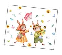 MERRYHAPY 1feuille Autocollants Muraux Décoratifs Bunny Et Stickers Rustiques Pour Décoration De Chambre Murs Et Salons Pour Style