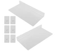 MERRYHAPY 2 Pièces Étagère Murale Acrylique Transparente pour Salle de Bain Grosse Capacité, Support Mural Solide sans Perçage, pour Savonnette et Pots de Fleurs
