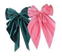 MERRYHAPY 2 Pièces Grandes Pinces à Cheveux Velours avec Longues Tiges Lot de Nœuds Élégants pour Dames Accessoires Doux et Luxueux pour Queue de Cheval Tresses et Coiffures Raffinées