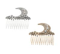 MERRYHAPY 2 Pièces Peignes à Cheveux Latéraux Vintage en Alliage, Lot de 2 Pièces Lune et Fleurs, Couleurs Antique Or et Argenté, Accessoires Coiffure pour Bal de Promo, Mariage et