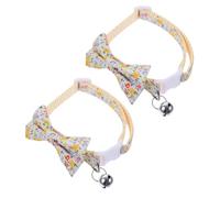 MERRYHAPY 2pièces Collier Ajustable pour Chat avec Nœud Et Pendentif Mignon Accessoire Cartoon pour Animaux De Compagnie