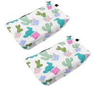MERRYHAPY 2pièces Trousse De Maquillage Imprimée De Cosmétique Portable pour Femmes Et Filles Organisateur De Toilettes Et Accessoires Design Cactus