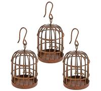 MERRYHAPY 3 pièces Ornement Mini Cage à Oiseaux Décorative Modèle Vintage Effet Rouillé et Maison Miniature Suspendu ou pour Intérieur et Extérieur