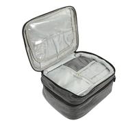 MERRYHAPY 30grille Sac De Rangement pour Vernis à Ongles Et Huiles Essentielles Mallette Double Couche avec Compartiments Sac Portable Oxford à Eau Gris
