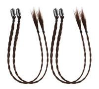 MERRYHAPY 4 Pièces Clip In Hair Braid Extensions Front Side Bang Ponytail Synthetic Braided Hairpieces For Women