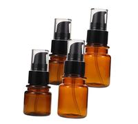 MERRYHAPY 4 Pièces Lot de Flacons Ambrés Rechargeables Distributeurs Cosmétiques Mini Pompe pour Crèmes Huiles Essentielles et Soins Visage Bouteilles de Voyage Protection Uv