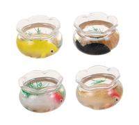 MERRYHAPY 4 Pièces Miniature Fish Bowls for Dollhouse Realistic PVC Koi Aquarium Models Mini Fish Tank Accessories for Desk and Micro Scene Decor