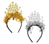 MERRYHAPY 4 Pièces Set de Serre-têtes Nouvel An pour Femmes Accessoires de Fête Scintillants Or et Argent Bandeaux Photo Festifs pour Célébrations et Soirées