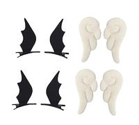 MERRYHAPY 4paires Barrette Avec Ailes Ange Diable Accessoires De Cosplay Pour Fête Et Halloween Décoration Élégante Pour Cheveux Blanches Noires