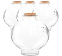 MERRYHAPY 4pièces Lot de Bocaux Verre à Souhaits avec Bouchons Liège Petits Pots Déco Mariage Halloween Forme Cœur Pêche Contenants Légers et Réutilisables pour Messages et Souvenirs