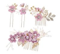 MERRYHAPY 4pièces Peigne à Doré Pour Mariage Accessoires De Cheveux Pour Mariée Décor Floral Élégant Pour Coiffure De Fête Et Événements Spéciaux