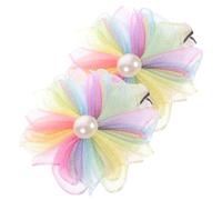 MERRYHAPY 4pièces Pinces à Cheveux Fleurs Colorées Avec Perles Pour Fille Accessoires Cheveux Kawaii Pour Petites Filles Accessoires Déco Pour Anniversaires Et Cosplay