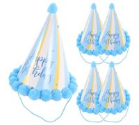 MERRYHAPY 5 Chapeaux D'anniversaire en Papier Bleu Clair, Forme Cône Brillant, Accessoires Festifs pour Animer une Fête D'anniversaire