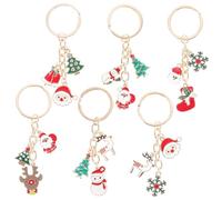 MERRYHAPY 6 Pièces Pendentifs Porte-clés Noël avec Père Noël Élan Bonhomme Sapin Décoration Suspendue Festive Cadeau Original pour Famille et Amis