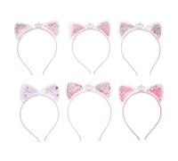 MERRYHAPY 6pièces Bandeau Oreilles De Chat Paillettes Quicksand Accessoire Festif Pour Halloween Et Cosplay Lot De Modèles Aléatoires