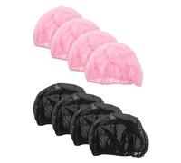 MERRYHAPY 8 Pièces Bonnet de Sommeil Maille Respirante pour Femmes Bonnet Protecteur Cheveux avec Bord Élastique Filet Léger et Réutilisable Noir et Rose Nuit Confortable sans Frisottis