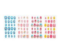 MERRYHAPY 96 Faux Ongles pour Garçon et Filles Autocollants Paillettes Fantaisie ABS Sûr et Solide 4 Boîtes 24 Pièces Chacune Décoration Ongles pour Maison Fêtes et Couleur Aléatoire