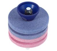 MERRYHAPY Affûteuse Manuelle pour Tondeuse à Gazon Double Couche, Meule à 4 Couches Industrielle Résistante à L’usure, Lot de 4 Pièces Bleu et Rose, Outil D’affûtage Polyvalent pour Usage