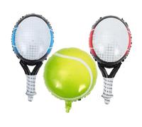 MERRYHAPY Ballons Décoration Fête Tennis Gonflables 18 Pouces Aluminium Forme Balle Et Raquette Ensemble 3 Pièces Léger Résistant Pour Anniversaire Et Célébration Sportive