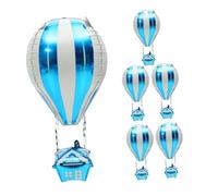 MERRYHAPY Ballons en Aluminium Montgolfière 4D Bleus 6 Pcs Décoration Ballon Gonflable pour Fête Anniversaire Garçon et Filles Shower Décor Thème Voyage Articles Fête Joyeux